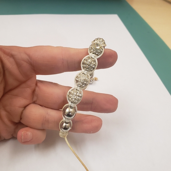 Joseph Nogucci,  glitter glam beaded silver glitz adjustable bracelet - Picture 2 of 11